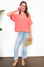 Brayan Split V-Neck Flowy Top - BACK IN STOCK