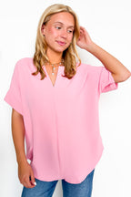 Brayan Split V-Neck Flowy Top - BACK IN STOCK - Madison and Mallory