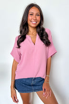 Brayan Split V-Neck Flowy Top - BACK IN STOCK - Madison and Mallory