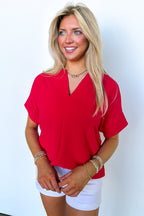 Brayan Split V-Neck Flowy Top - BACK IN STOCK - Madison and Mallory