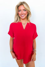 Brayan Split V-Neck Flowy Top