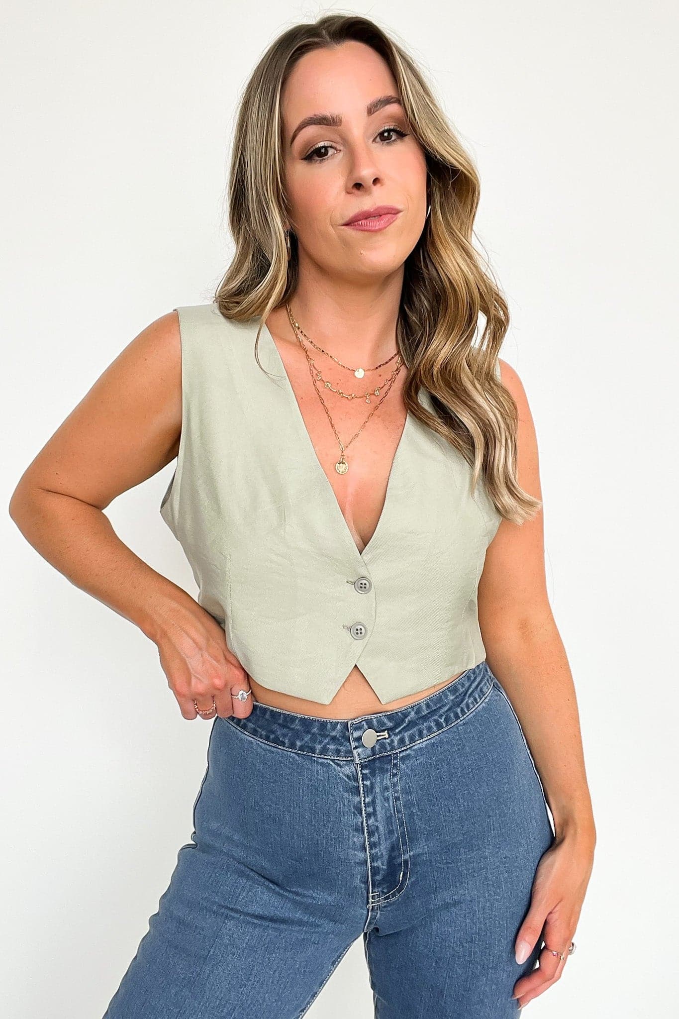  Breaking Rules Button Down Vest Top - FINAL SALE - Madison and Mallory