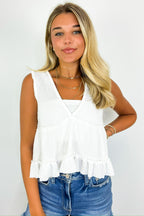 Breeze By V-Neck Ruffle Tank Top - BACK IN STOCK - Madison and Mallory