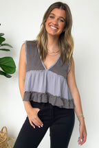 Breeze By V-Neck Ruffle Tank Top - BACK IN STOCK - Madison and Mallory