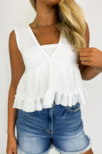 Breeze By V-Neck Ruffle Tank Top - BACK IN STOCK - Madison and Mallory
