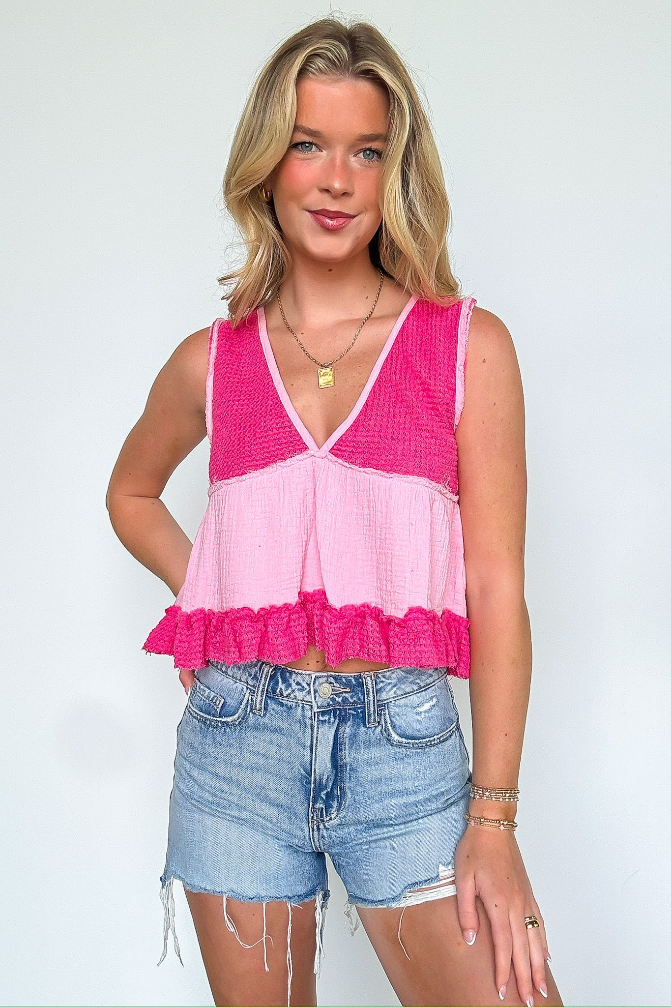 Breeze By V-Neck Ruffle Tank Top - BACK IN STOCK - Madison and Mallory