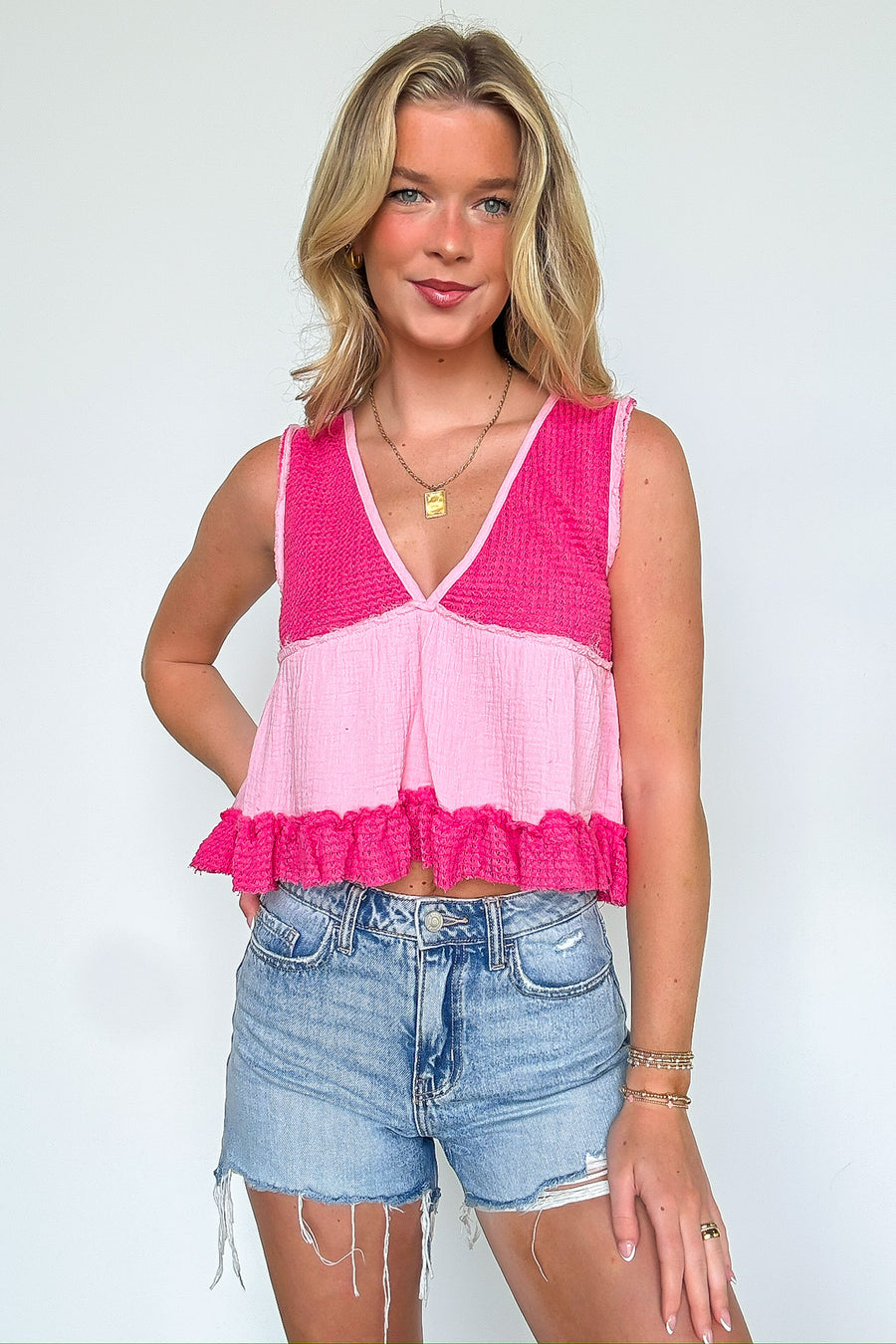 Breeze By V-Neck Ruffle Tank Top - BACK IN STOCK - Madison and Mallory