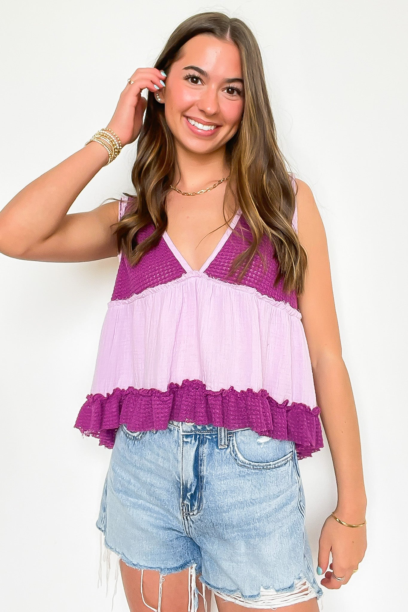 Breeze By V-Neck Ruffle Tank Top - BACK IN STOCK - Madison and Mallory