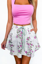 Ivory/Sage / S Breezy Bloom Floral Print Skort - Madison and Mallory