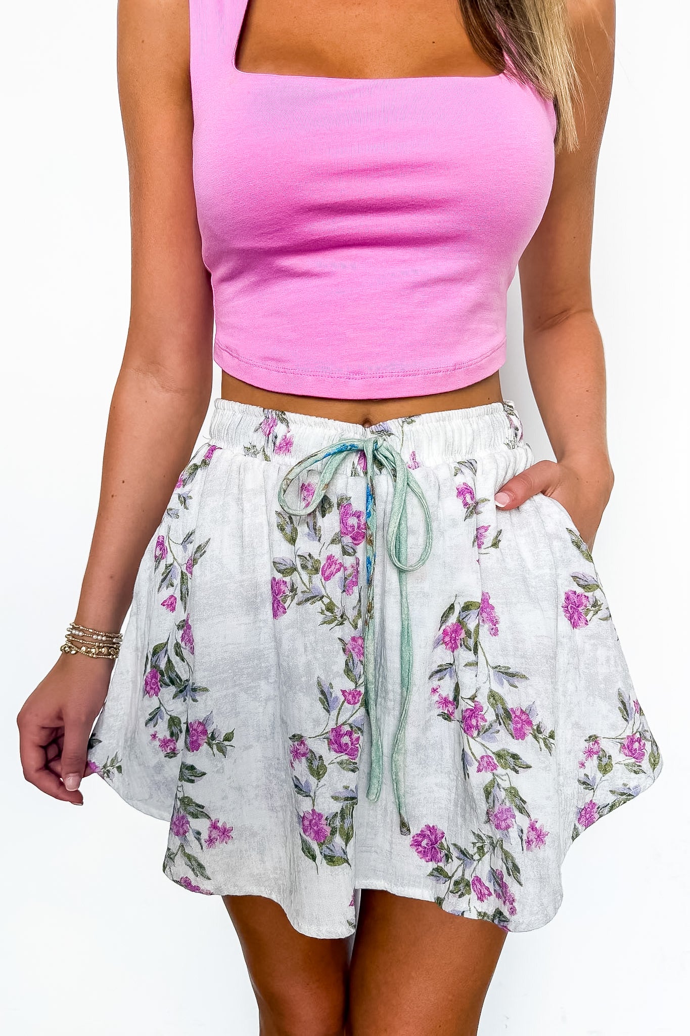 Ivory/Sage / S Breezy Bloom Floral Print Skort - Madison and Mallory