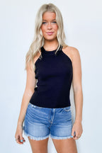  Brextin Mock Neck Ribbed Knit Tank Top - FINAL SALE - Madison and Mallory
