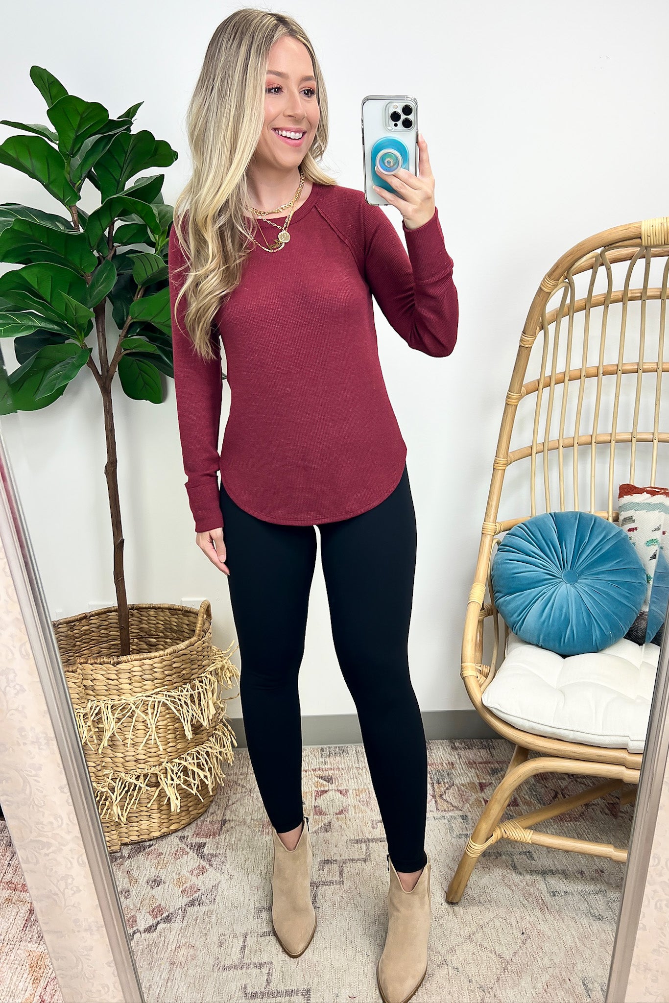  Briallyn Waffle Knit Raglan Top - FINAL SALE - Madison and Mallory