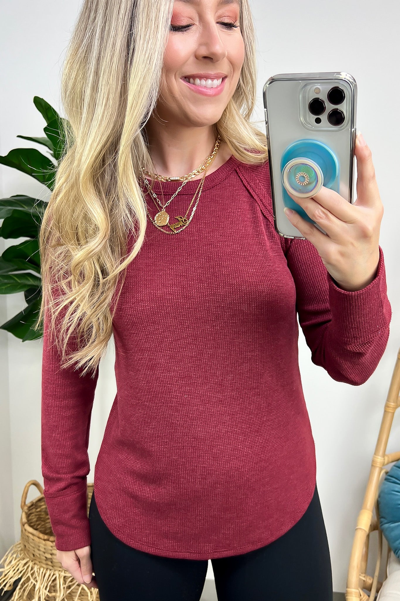  Briallyn Waffle Knit Raglan Top - FINAL SALE - Madison and Mallory