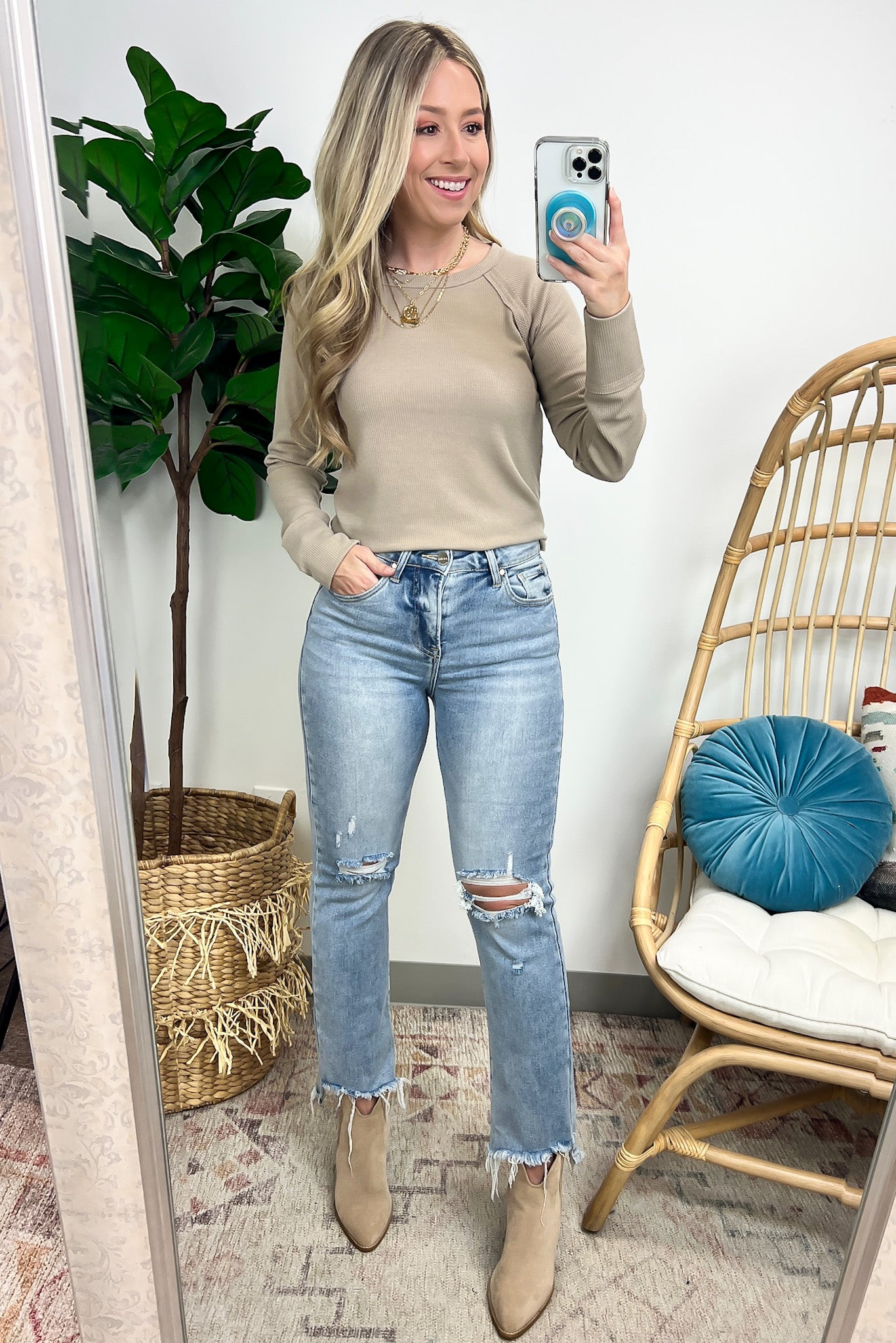  Briallyn Waffle Knit Raglan Top - FINAL SALE - Madison and Mallory