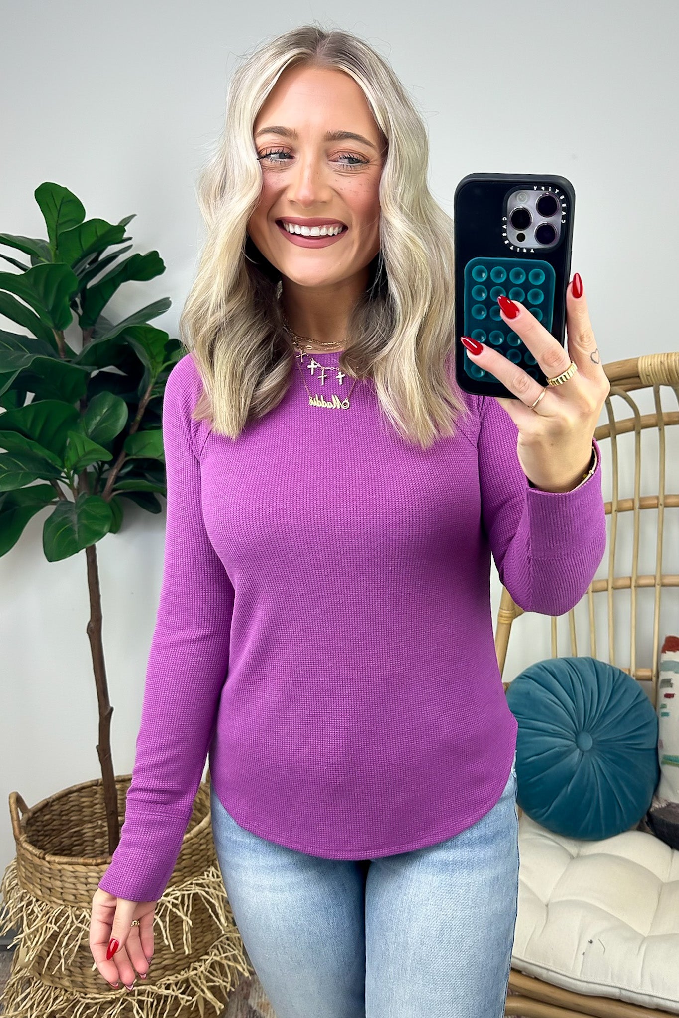  Briallyn Waffle Knit Raglan Top - FINAL SALE - Madison and Mallory