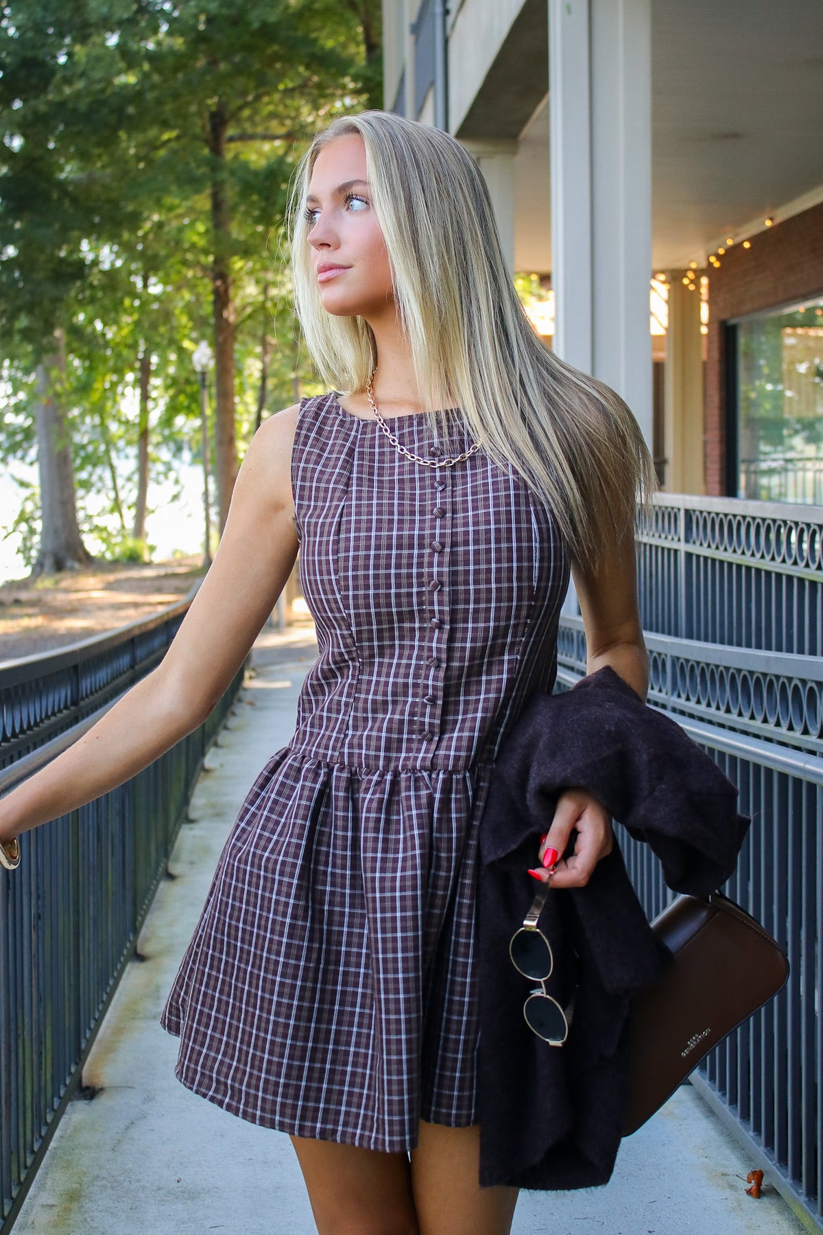 Briar Plaid Button Mini Dress