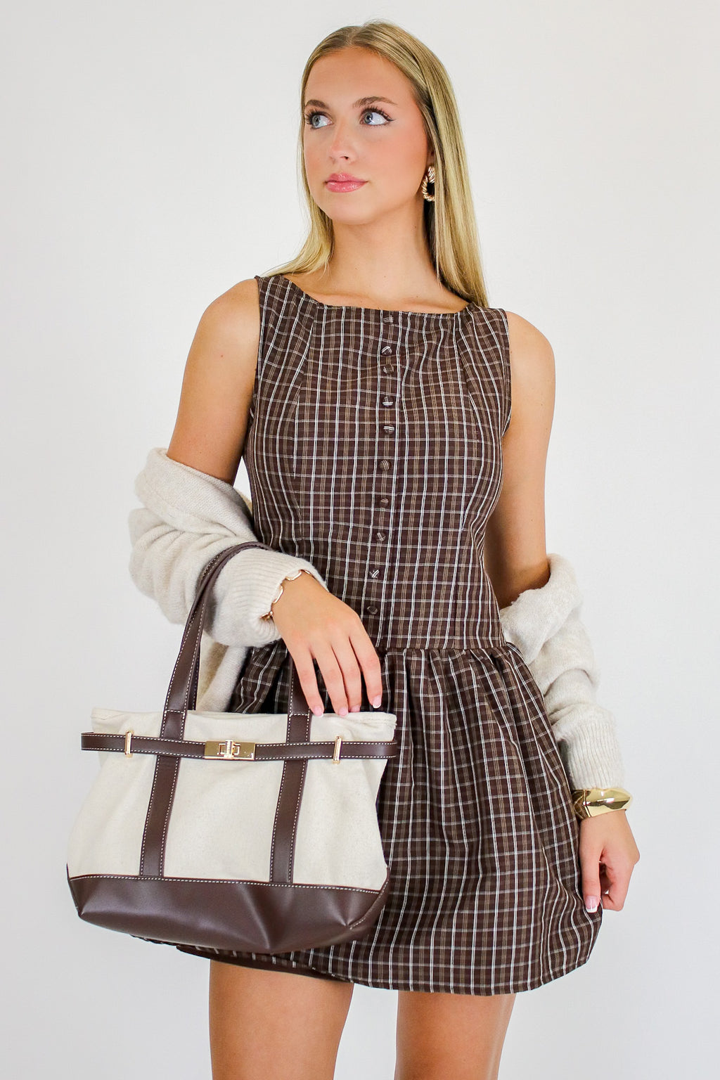 Briar Plaid Button Mini Dress
