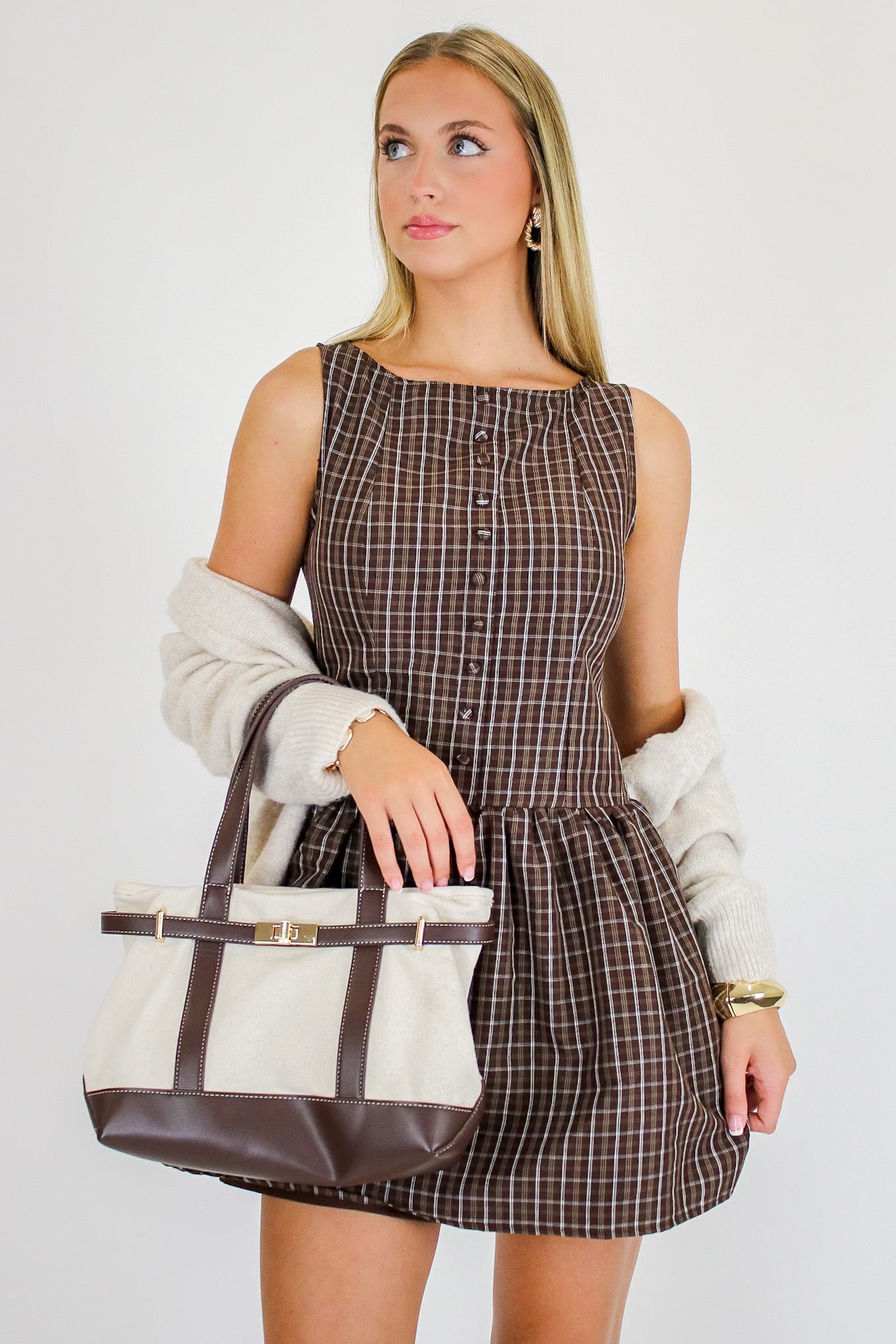 Briar Plaid Button Mini Dress