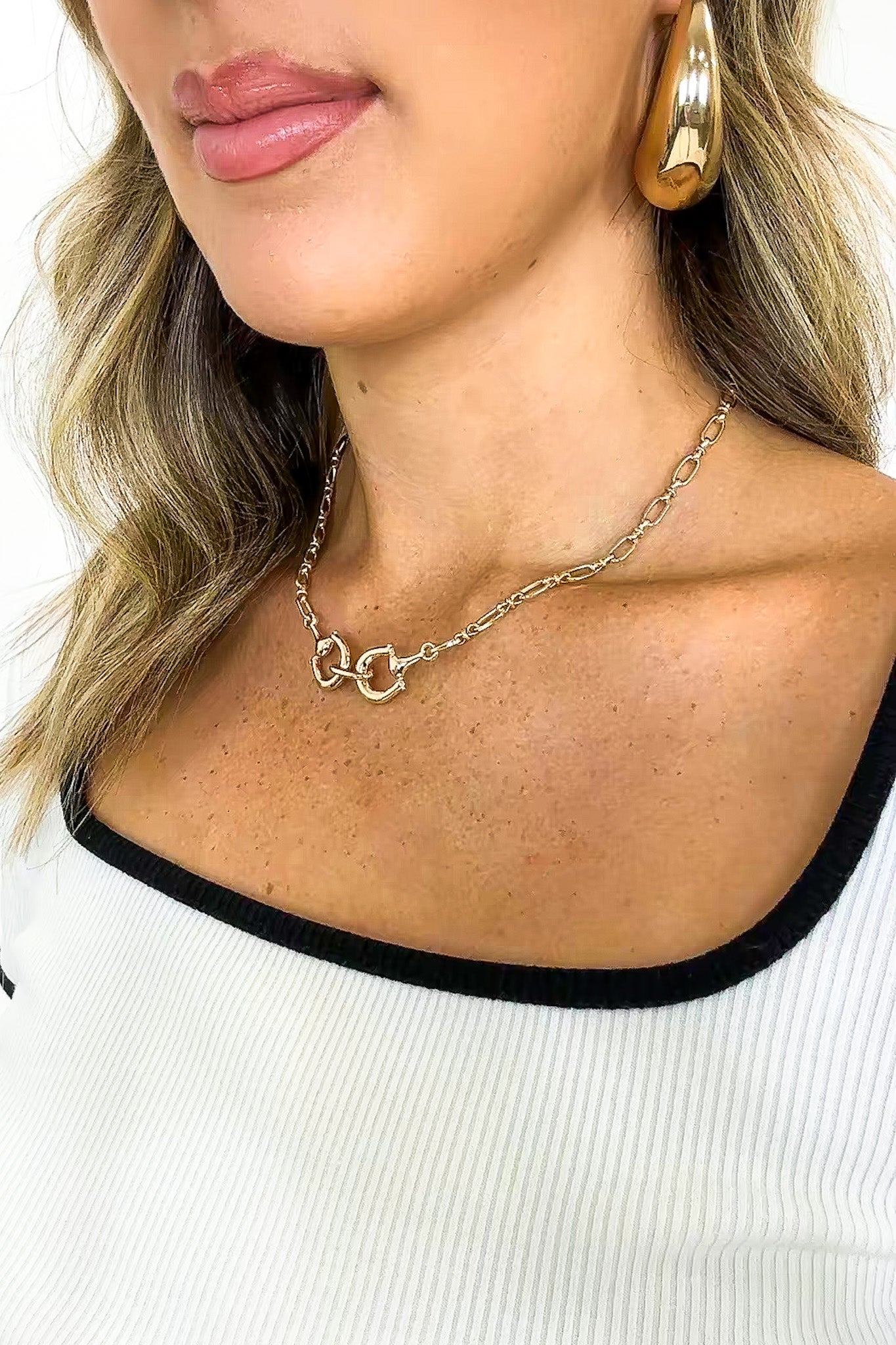 Bridle Charm Metal Horsebit Chain Necklace - Madison and Mallory