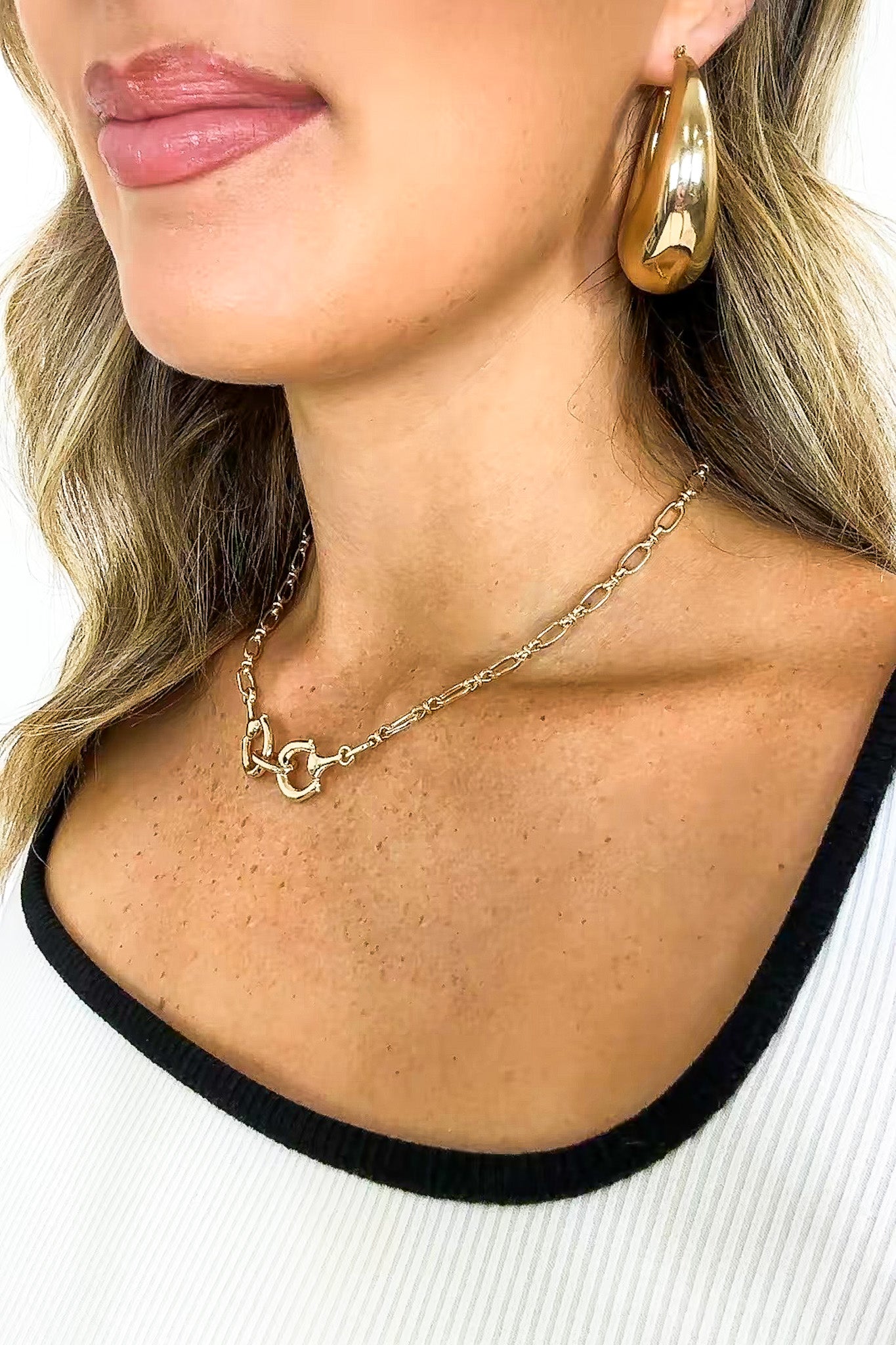 Bridle Charm Metal Horsebit Chain Necklace - Madison and Mallory
