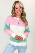 Bright Sides Striped Color Block Knit Sweater - FINAL SALE - Madison and Mallory
