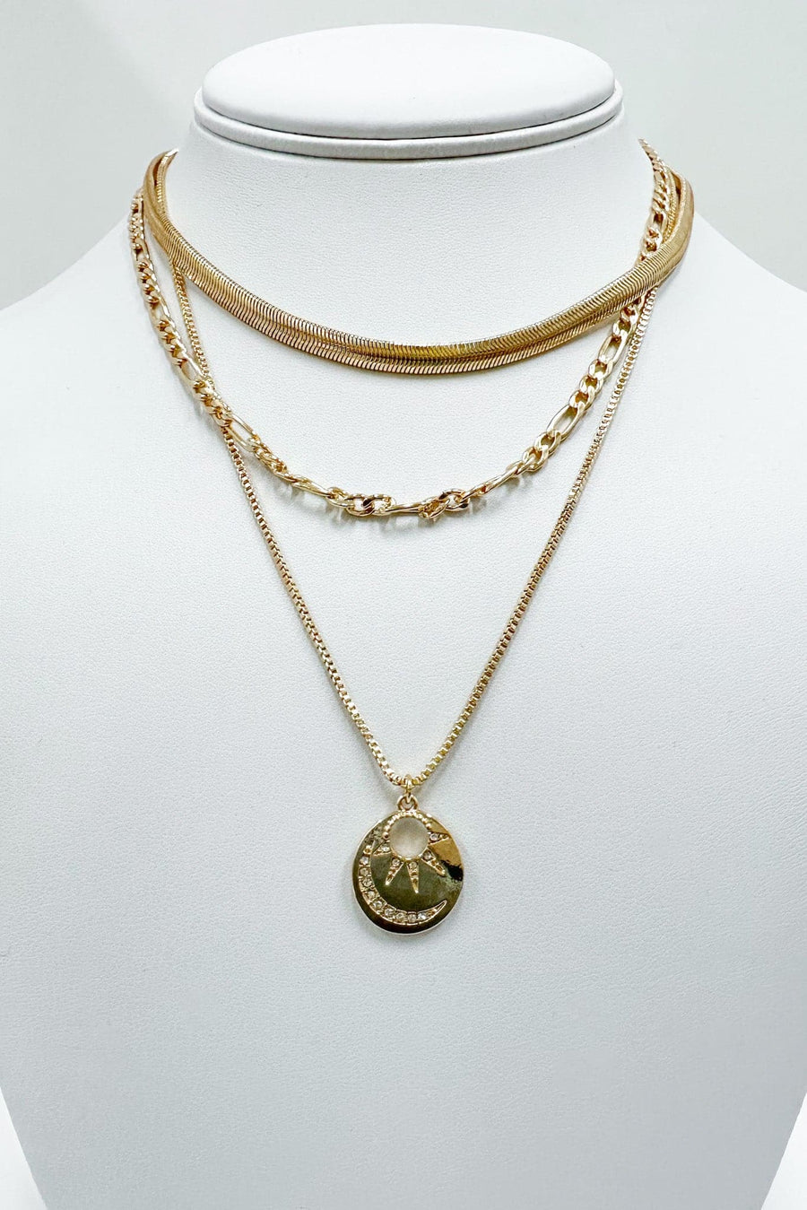 Gold Bright Sun Celestial Layered Necklace - Madison and Mallory