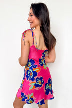 Bright Blooms Satin Cowl Neck Floral Dress - Madison and Mallory