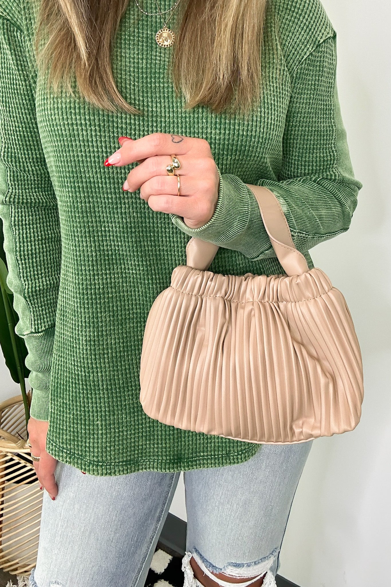 Britt Vegan Leather Pleated Crossbody Bucket Bag - FINAL SALE - Madison and Mallory