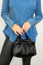 Britt Vegan Leather Pleated Crossbody Bucket Bag - FINAL SALE - Madison and Mallory