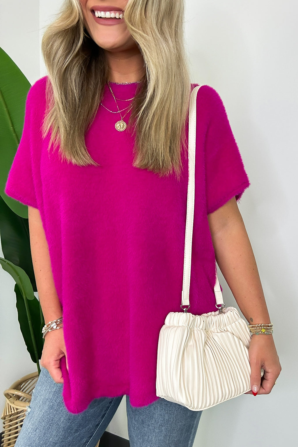 Off White Britt Vegan Leather Pleated Crossbody Bucket Bag - FINAL SALE - Madison and Mallory