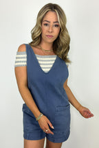  Brittley Washed Denim Romper - FINAL SALE - Madison and Mallory