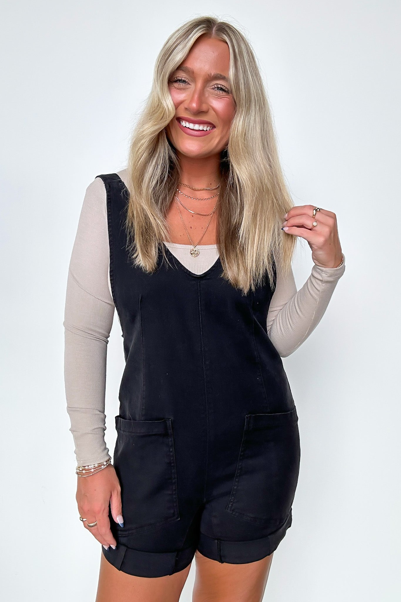 Brittley Washed Denim Romper - FINAL SALE - Madison and Mallory