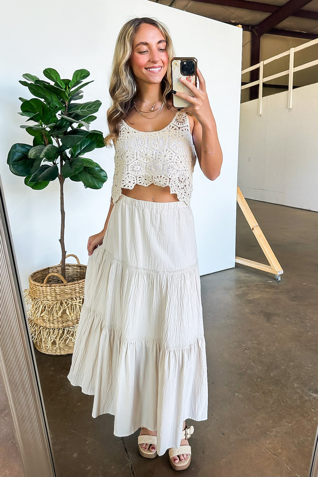 Brooke Crochet Detail Tiered Maxi Skirt - FINAL SALE - Madison and Mallory