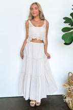 Brooke Crochet Detail Tiered Maxi Skirt - FINAL SALE - Madison and Mallory