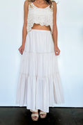 Oatmeal / S Brooke Crochet Detail Tiered Maxi Skirt - FINAL SALE - Madison and Mallory