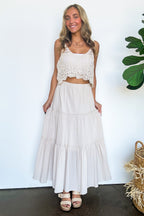 Brooke Crochet Detail Tiered Maxi Skirt - FINAL SALE - Madison and Mallory