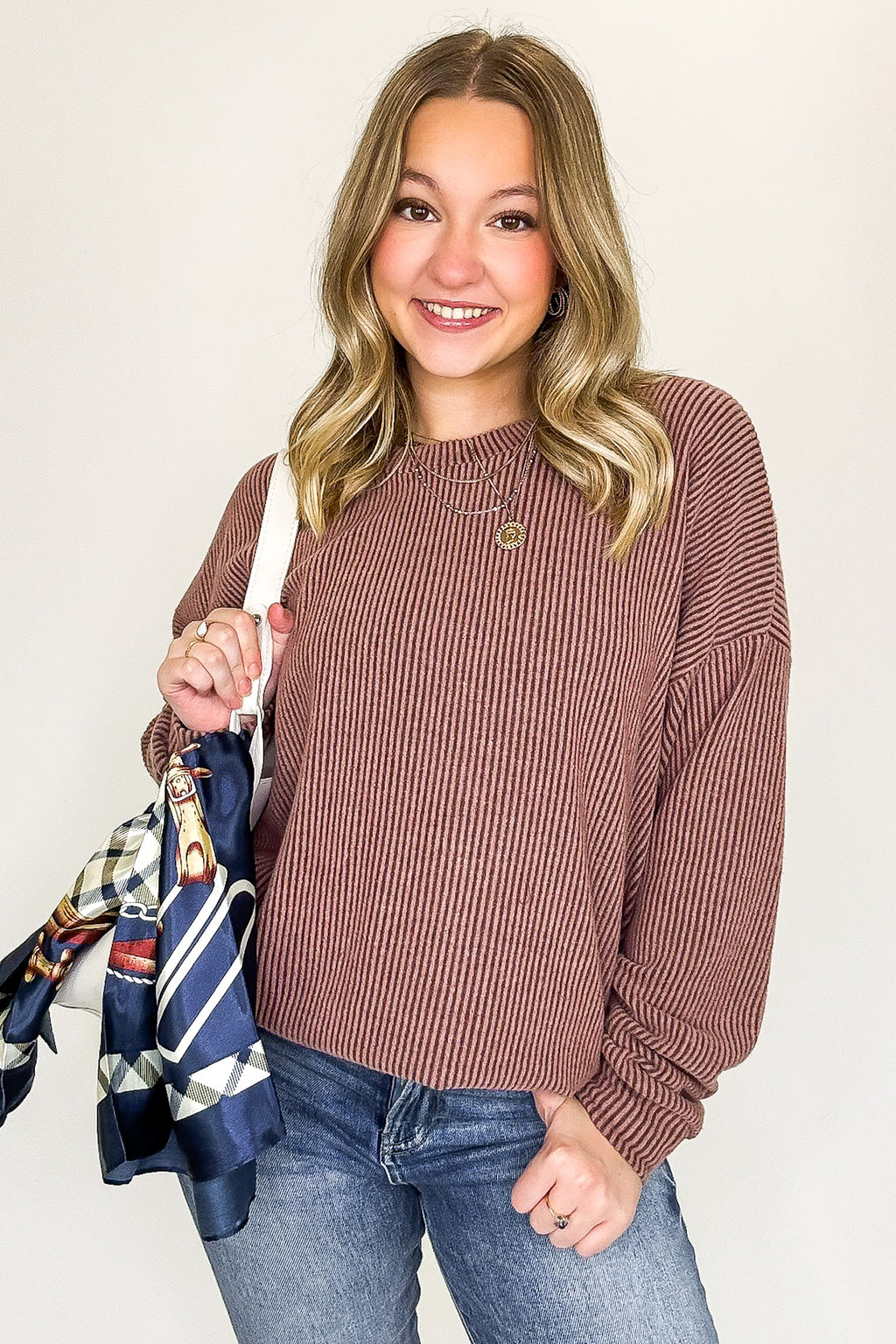 Brushed Bound Oversized Rib Knit Pullover - FINAL SALE - Madison and Mallory