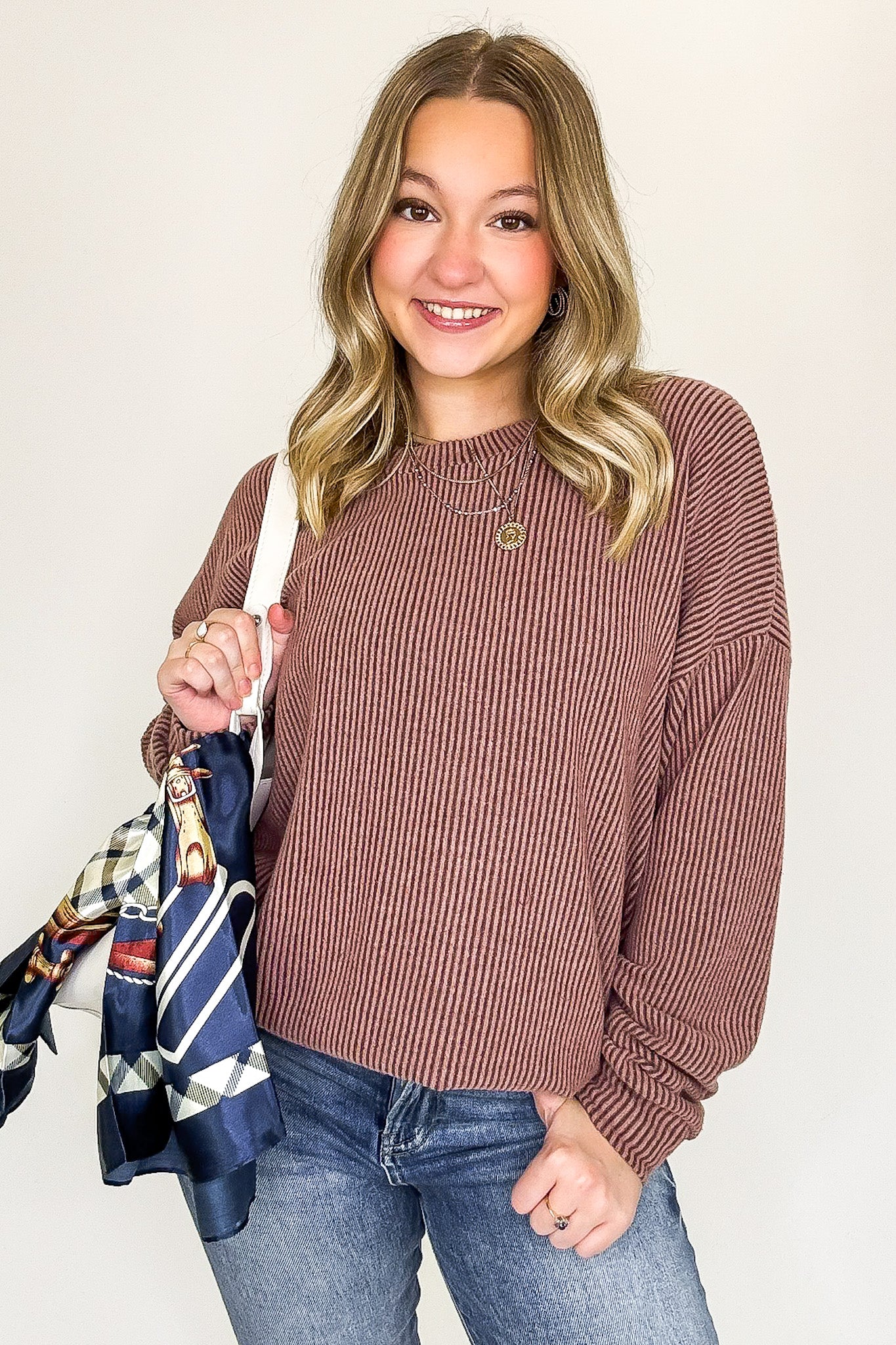 Brushed Bound Oversized Rib Knit Pullover