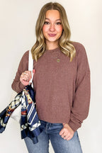 Brown / SM Brushed Bound Oversized Rib Knit Pullover - FINAL SALE - Madison and Mallory