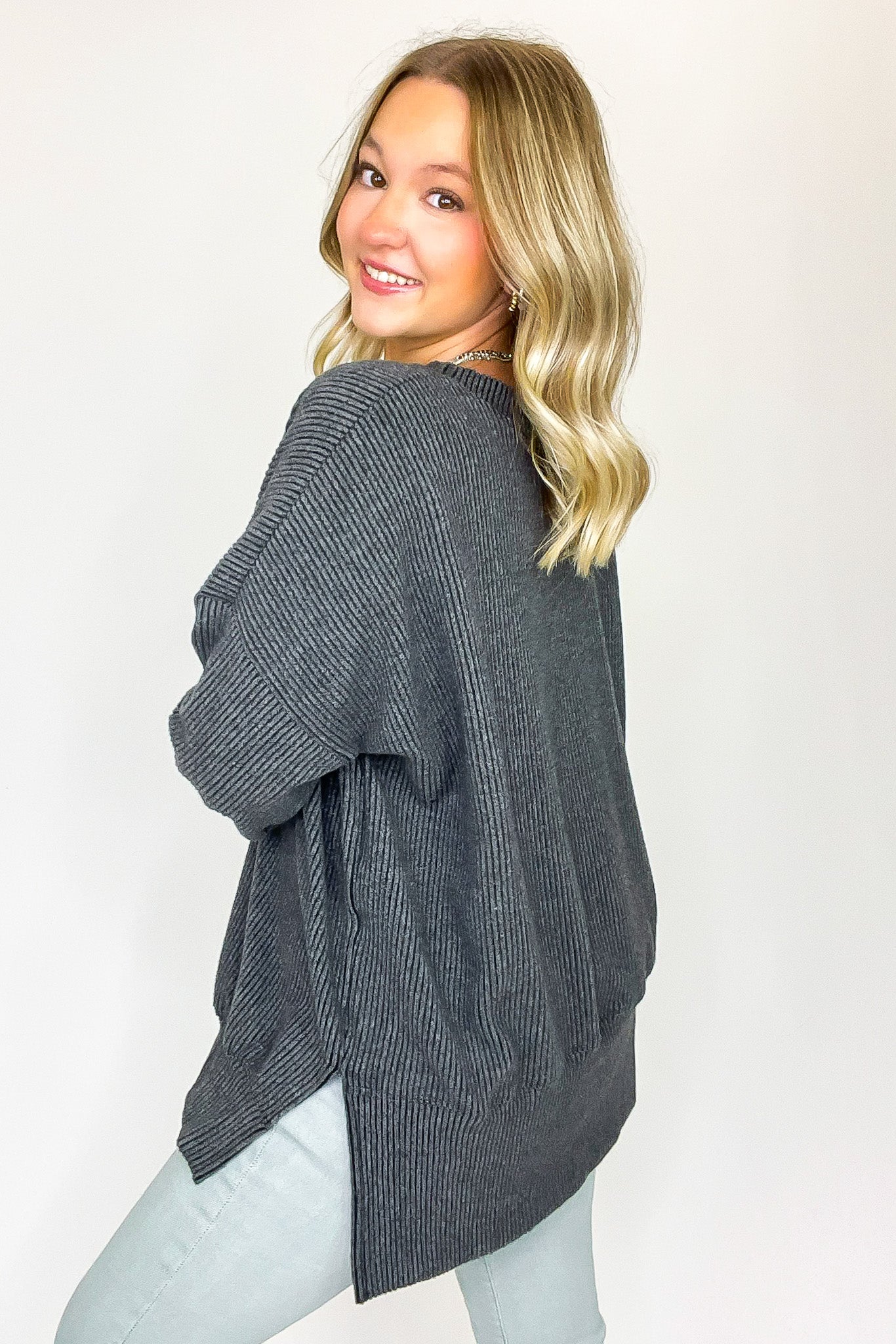 Brushed Bound Oversized Rib Knit Pullover
