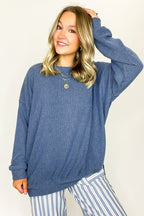 Brushed Bound Oversized Rib Knit Pullover - FINAL SALE - Madison and Mallory