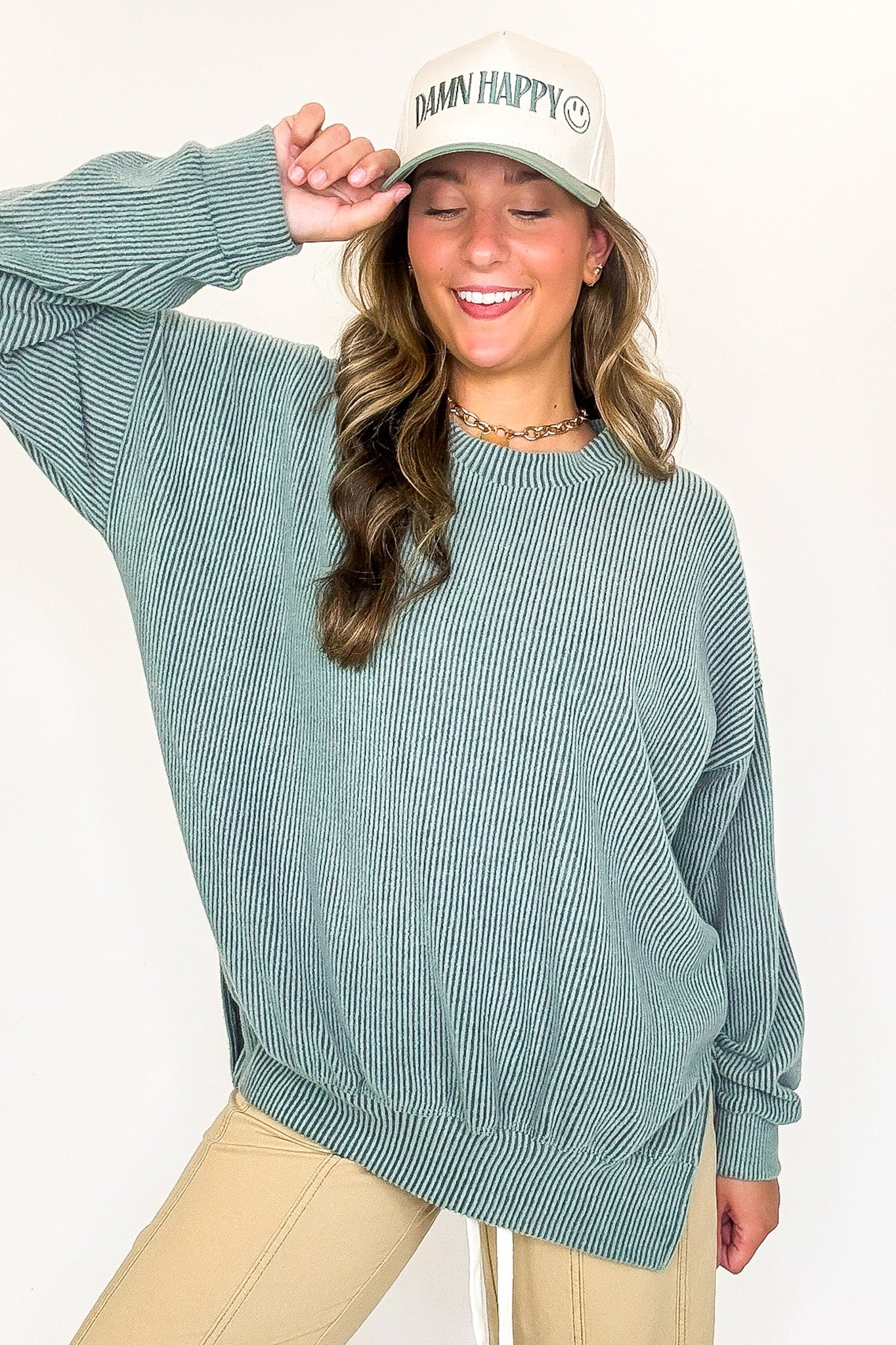 Brushed Bound Oversized Rib Knit Pullover