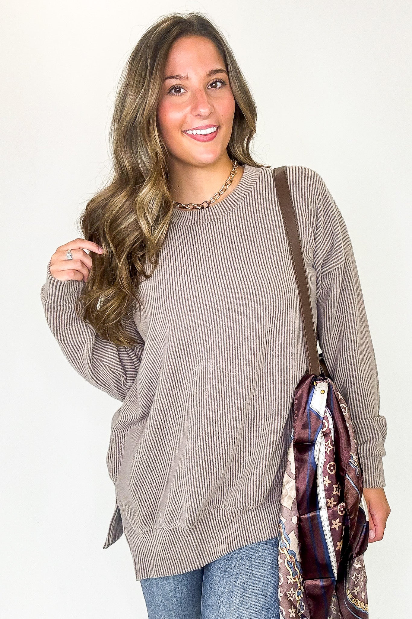Brushed Bound Oversized Rib Knit Pullover