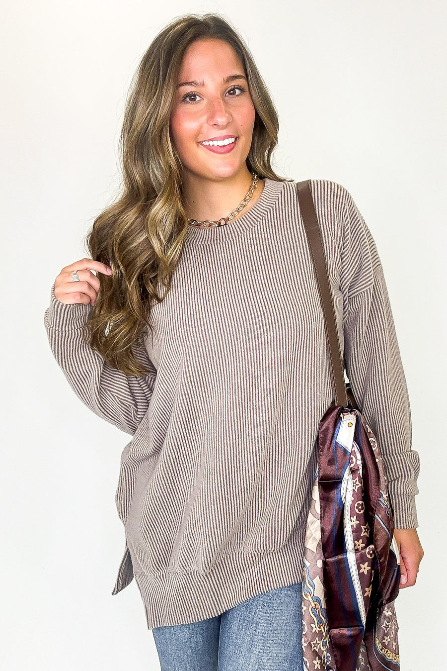 Brushed Bound Oversized Rib Knit Pullover