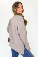 Brushed Bound Oversized Rib Knit Pullover - FINAL SALE - Madison and Mallory