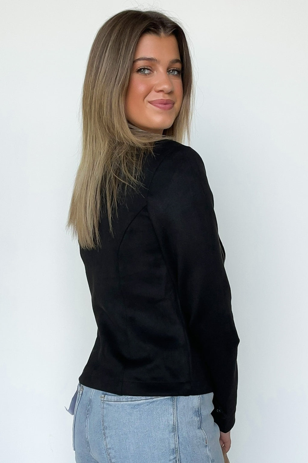  Brynlee Faux Suede Zip Up Moto Jacket - FINAL SALE - Madison and Mallory