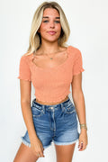 Terracotta / S Budding Feelings Smocked Ruffle Detail Crop Top - FINAL SALE - Madison and Mallory