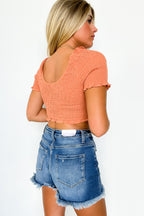  Budding Feelings Smocked Ruffle Detail Crop Top - FINAL SALE - Madison and Mallory