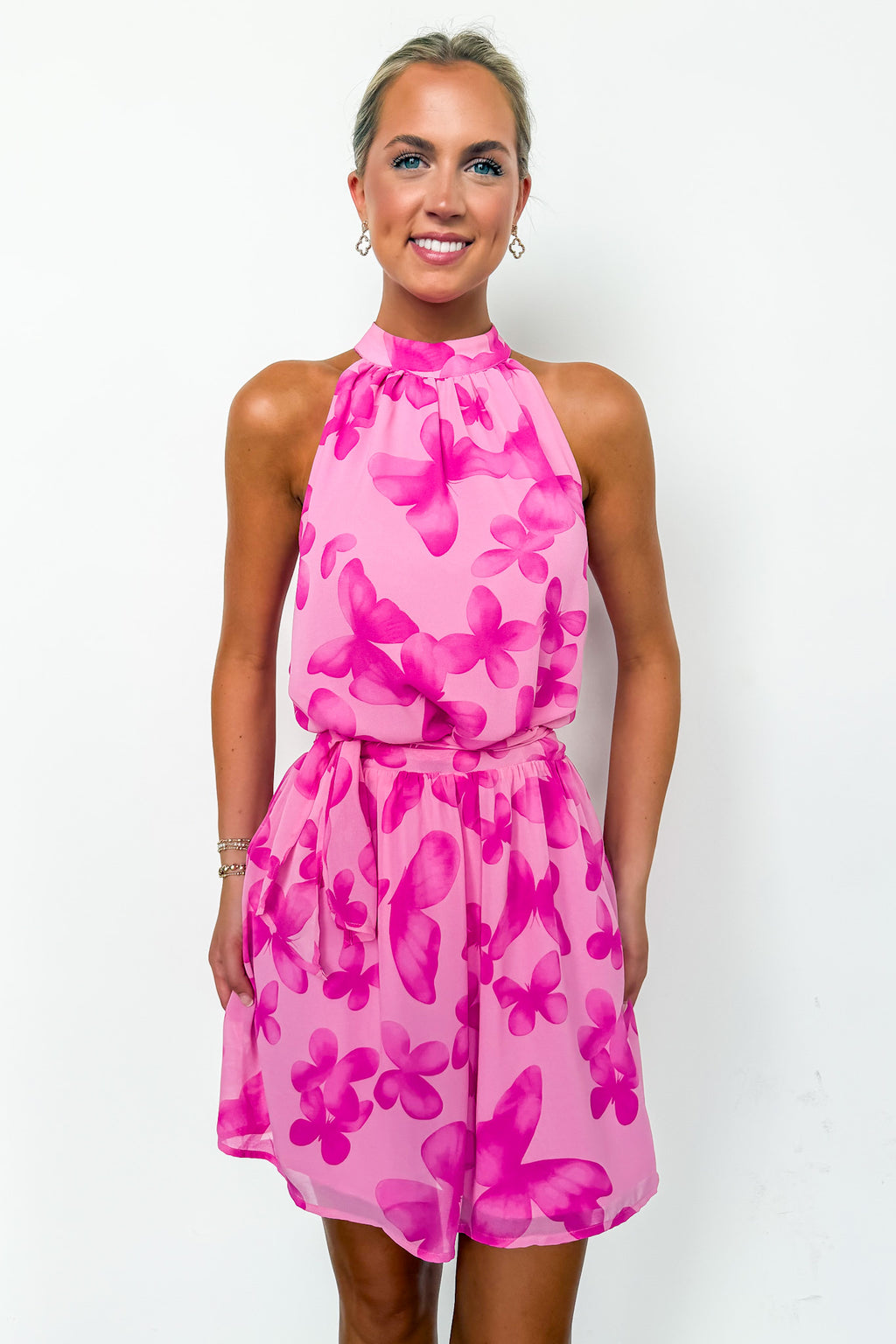 Butterfly Dream Halter Waist Tie Chiffon Dress - Madison and Mallory
