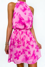 Butterfly Dream Halter Waist Tie Chiffon Dress - Madison and Mallory